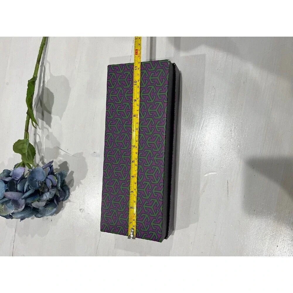 Tory‎ Burch Box for Flip Flops or Shoes Purple Green Patterned